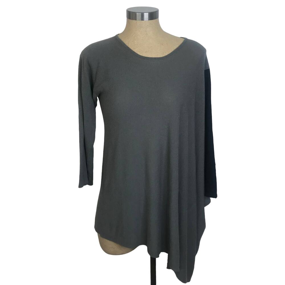 Bitte Kai Rand Gray and Black Asymetrical Tunic Artsy Boho Blouse SZ 2